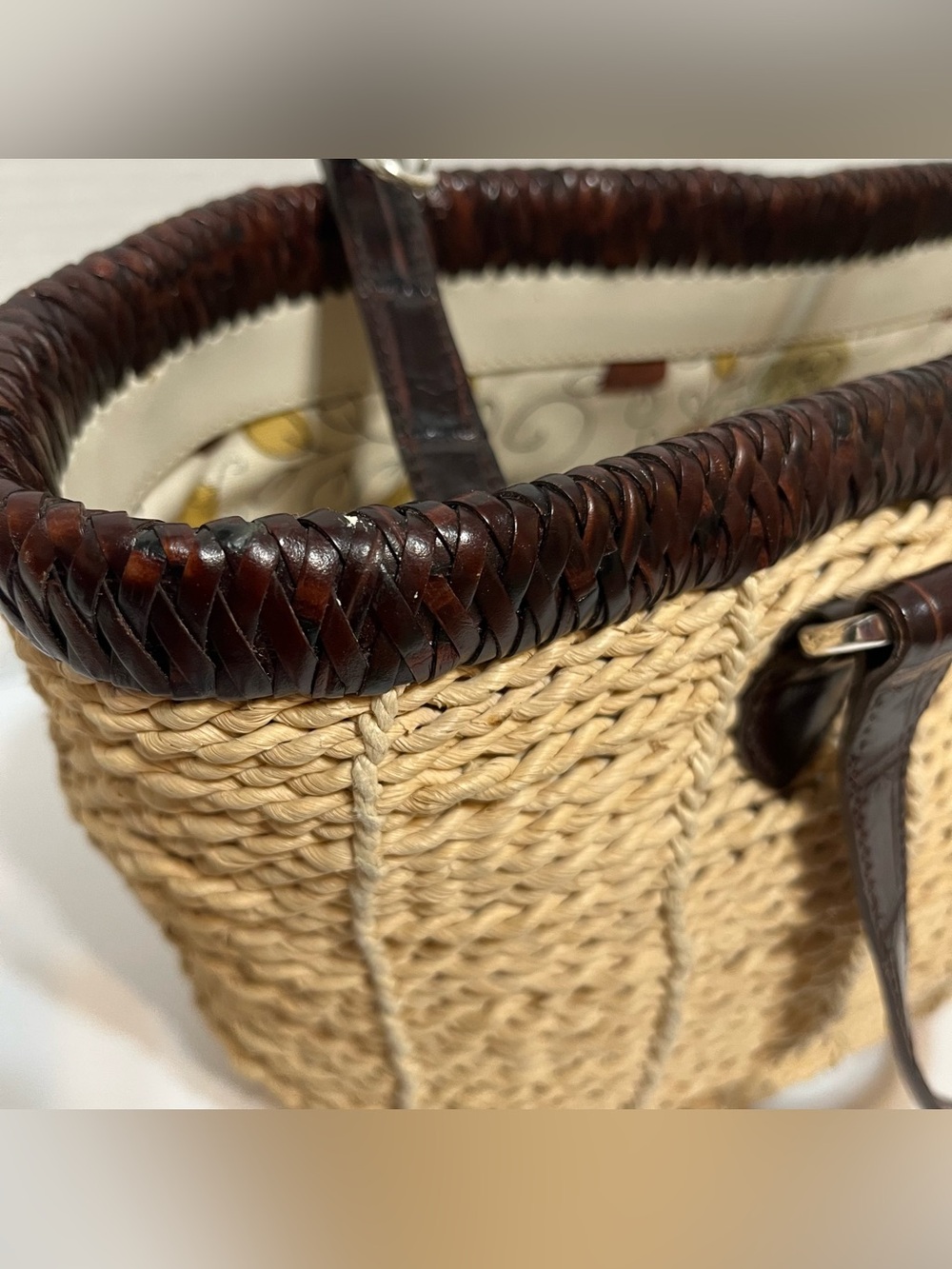 Brighton Natural Straw Tote with Dark Brown Trim - Picture 13 of 15